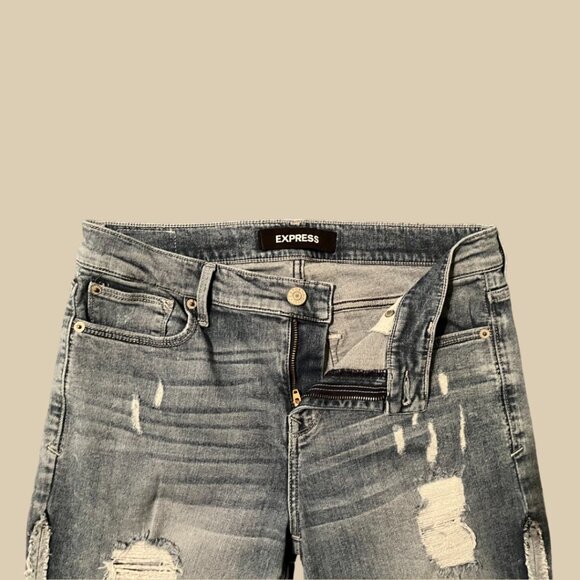 Express - Women's Stretch + Performance Cropped Skinny Jeans Mid Rise - Picture 5 of 6